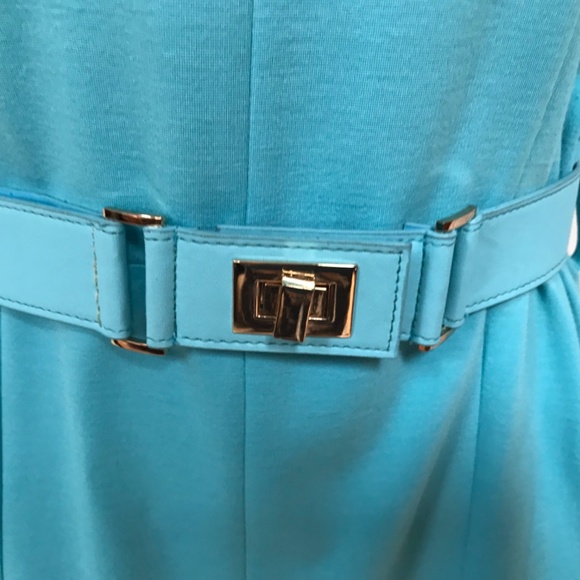 Tyler Boe Sleeveless Turquoise Belted Dress - Picture 6 of 15